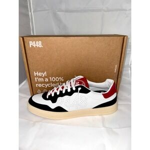 P448 Bali-M Sneakers White Black Red Leather Suede Men Size 13/13.5 (47 ) NIB